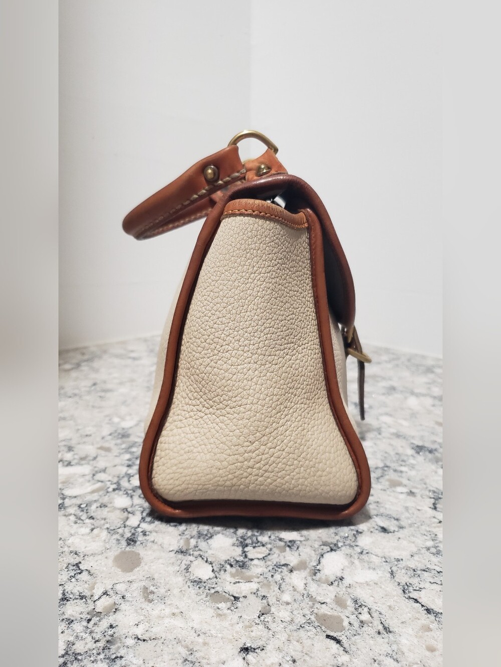 Vintage 1990s Dooney & Bourke Small All-Weather Leather Carpet Bag - Picture 5 of 16